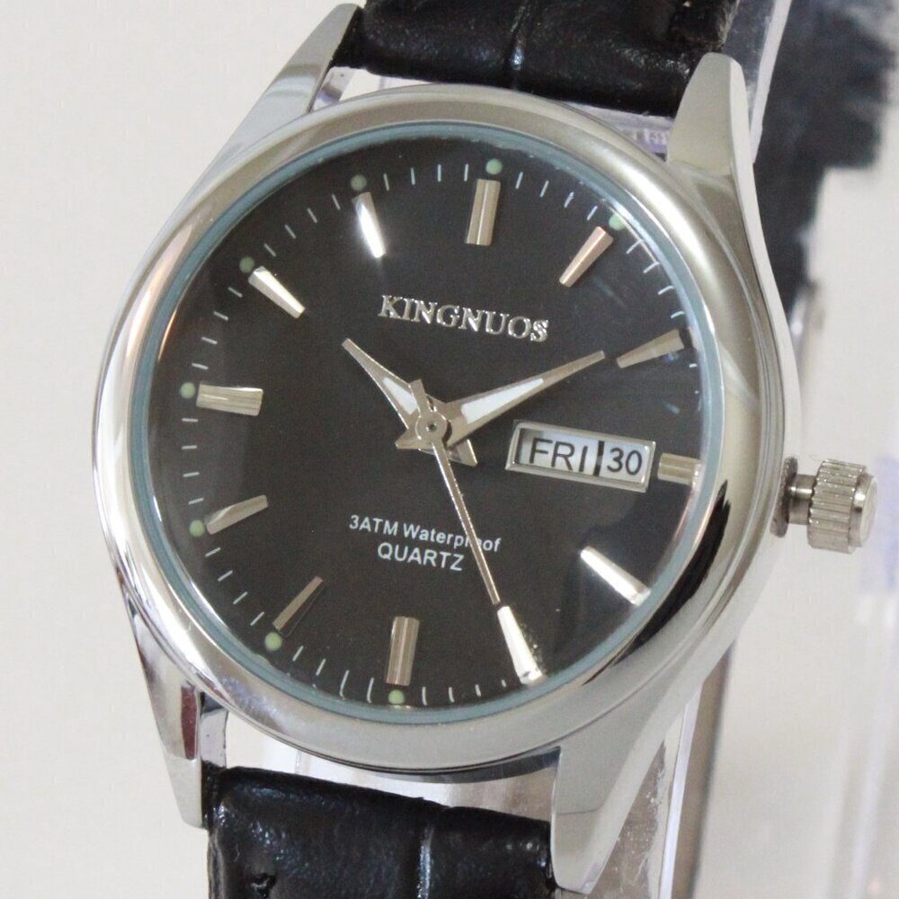 Women's Contemporary Dress Watch Silver Tone Case Black Strap 28mm - Picture 10 of 11